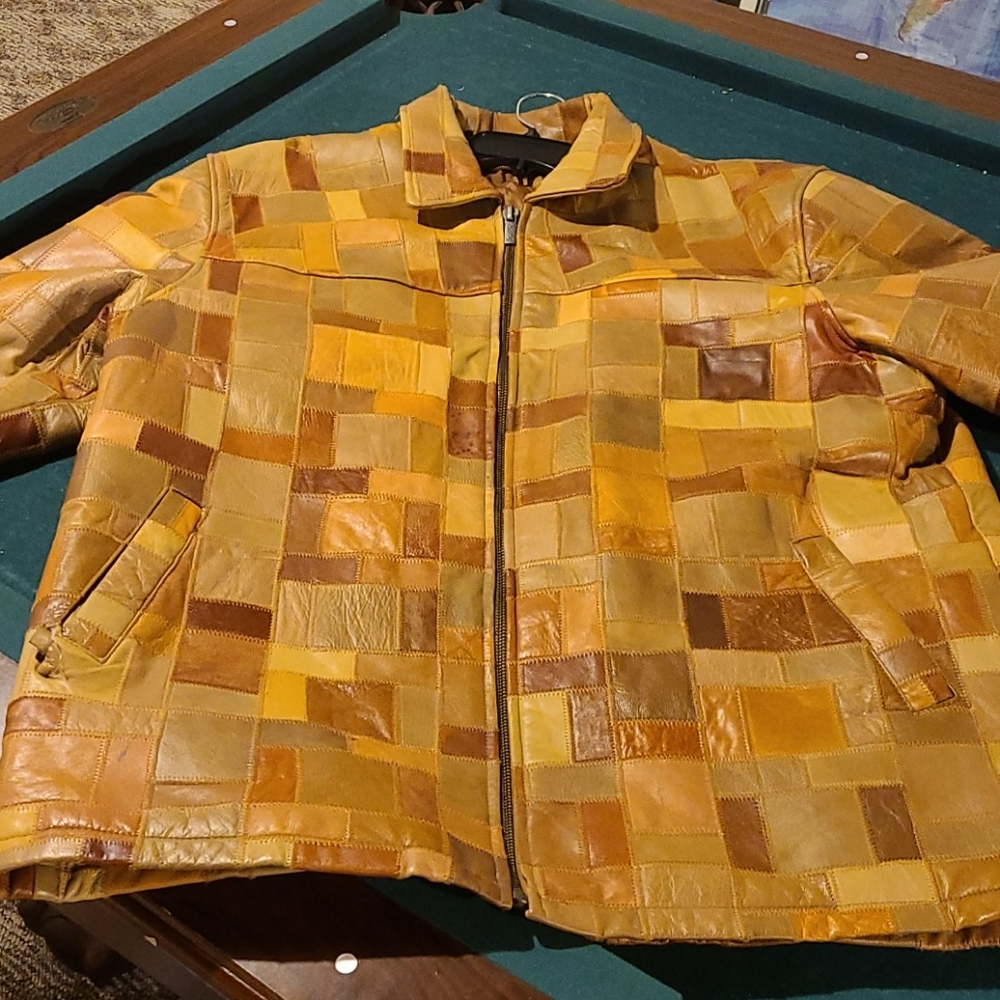 Plaid leather jacket
